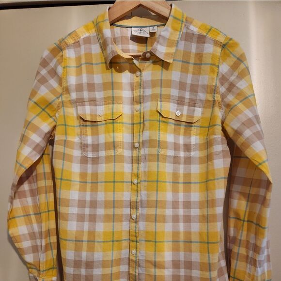 St John's Bay plaid button-up top m - Picture 1 of 9